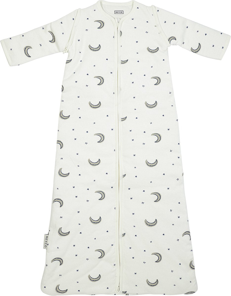 Meyco baby slaapzak winter moon - afritsbare mouwen - indigo - 90cm - winterslaapzak