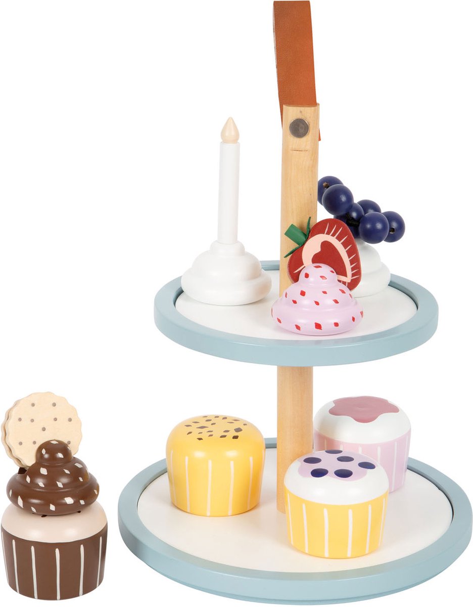 Small Foot - houten speeleten etagere met cupcakes, 13dlg.