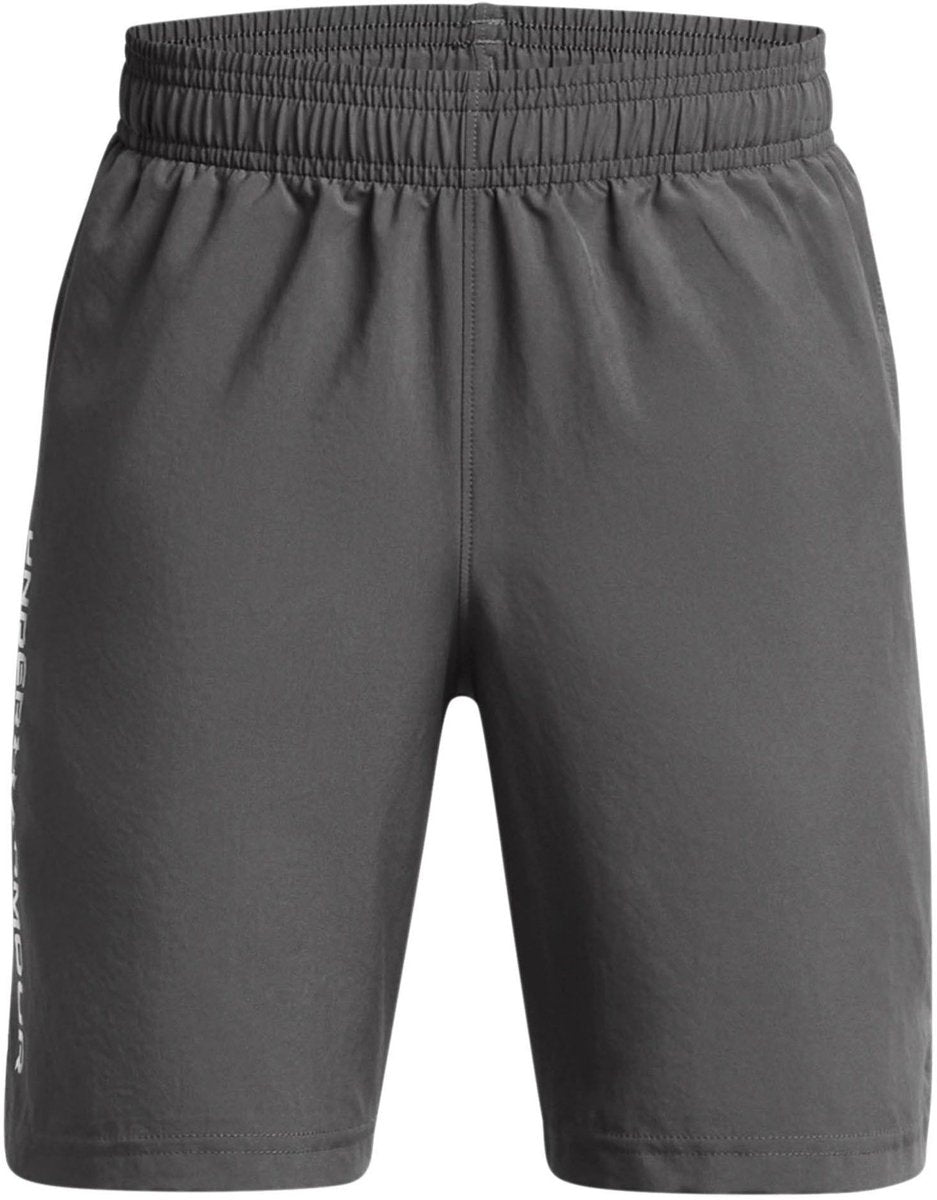 Under Armour ua tech woven wordmark short-gry jongens sportbroek - castlerock - wit