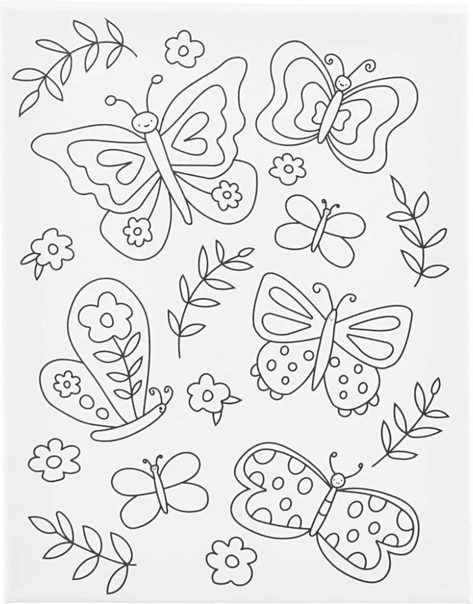 Creativ Company Schildercanvas met print vlinders - 24x30cm
