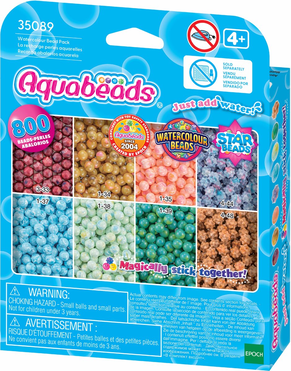 Aquabeads Navulling multikleuren parel mix- meerdere kleuren in 1 parel - watercolourbeads- 800 parels