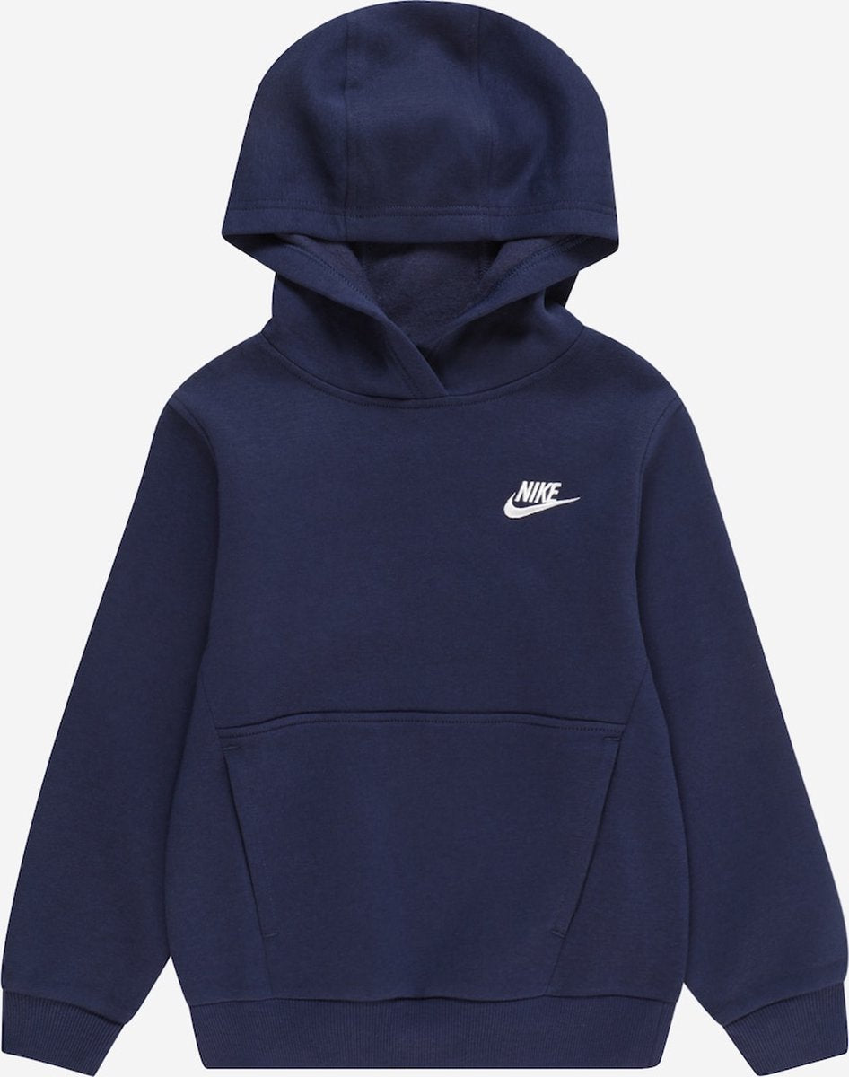 Nike k nsw club flc hdy lbr unisex sporttrui - navy - wit - maat xs