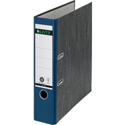 Ordner Leitz 1080 karton papier breedte 8cm blauw grijpgat rugetiket