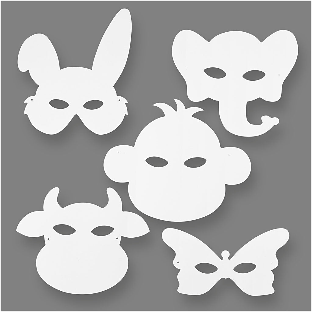 Creativ Company Https: www.cchobby.nl dierenmaskers-h-13-24-cm-b-20-28-cm-230-gr-wit-16-stuk-1-doos