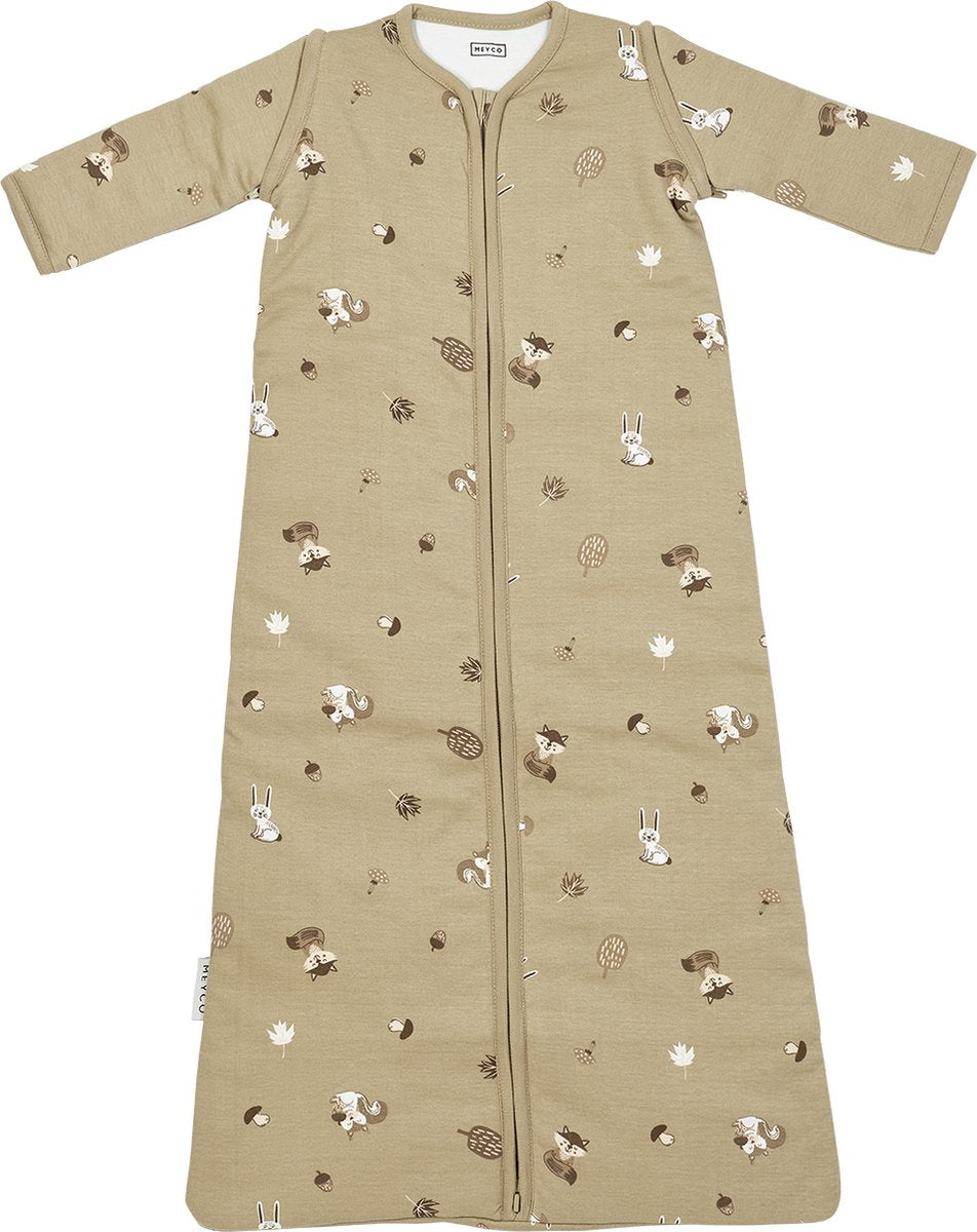 Meyco baby forest animals baby slaapzak met afritsbare mouwen - sand - 60cm - 2.5 tog