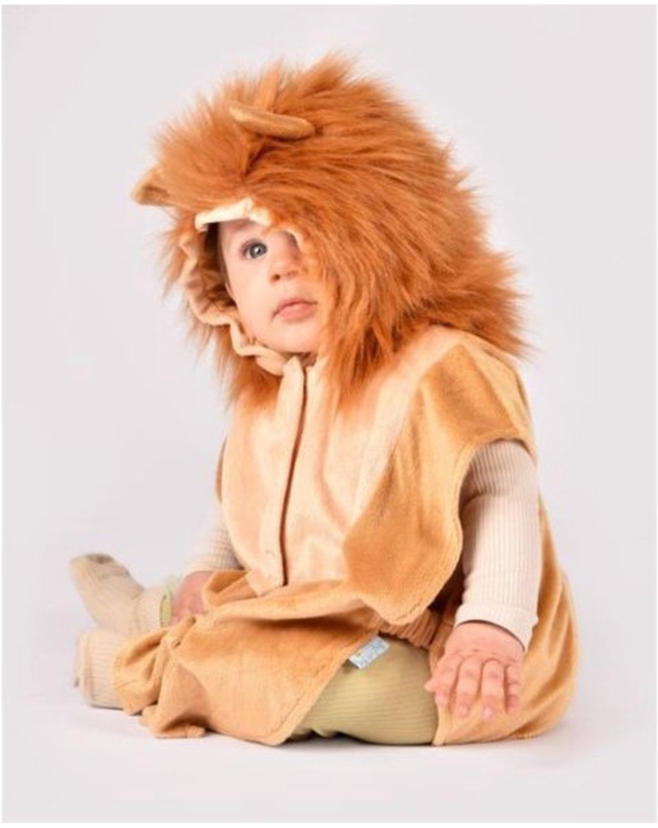 Den Goda Fen verkleedkledij leeuw - mini cape met capuchon - 86-110cm - 1-4 jaar - bruin