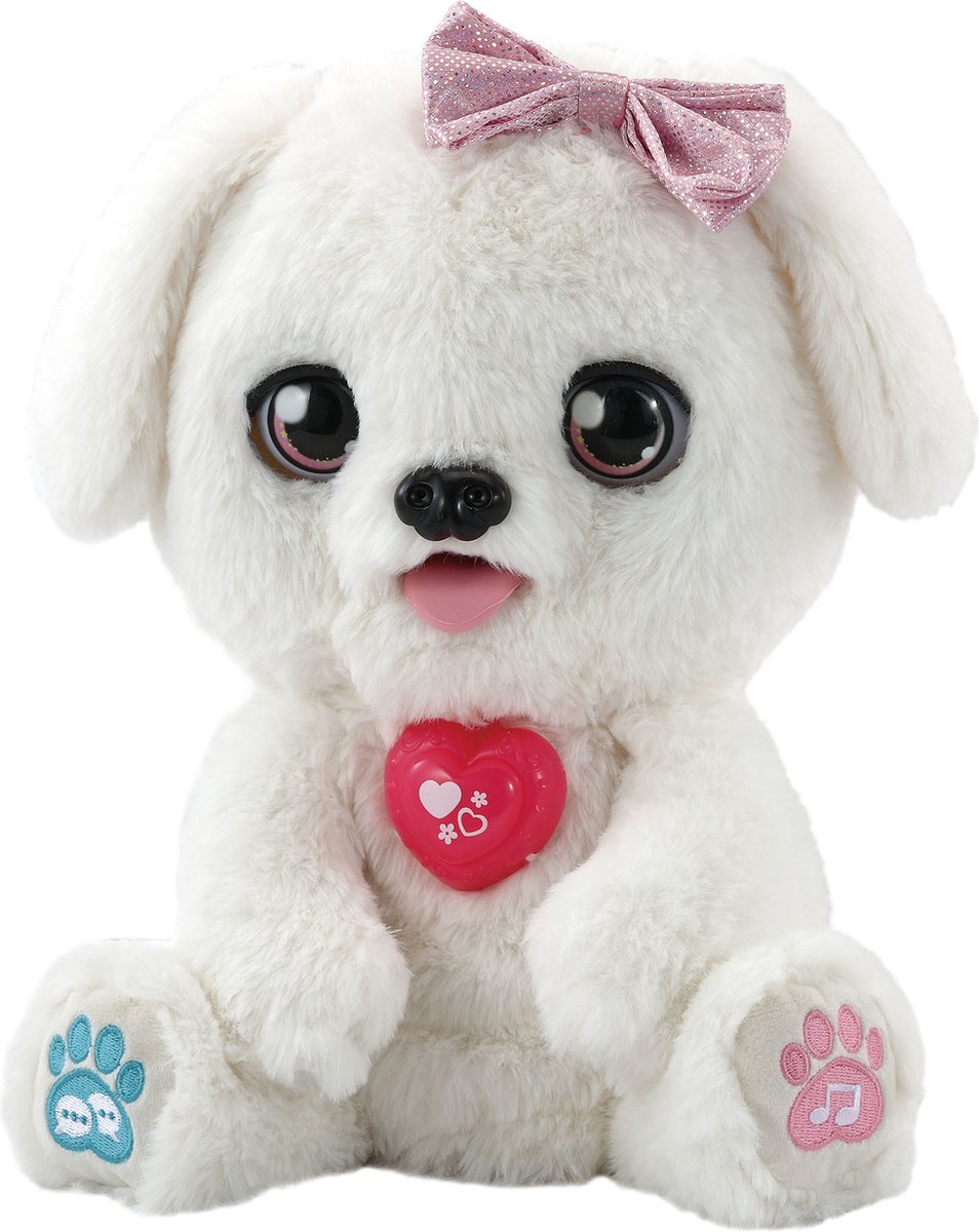VTech kidifriends beau de kus knuffelpup knuffel - interactieve knuffel hond - kinderspeelgoed met liedjes en melodietjes - cadeau - vanaf 3 jaar