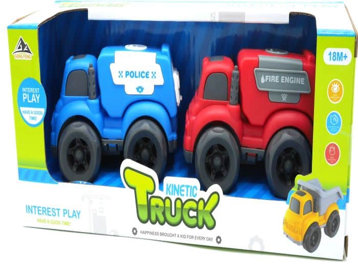 Jonotoys Kinetic trucks politie en brandweer set