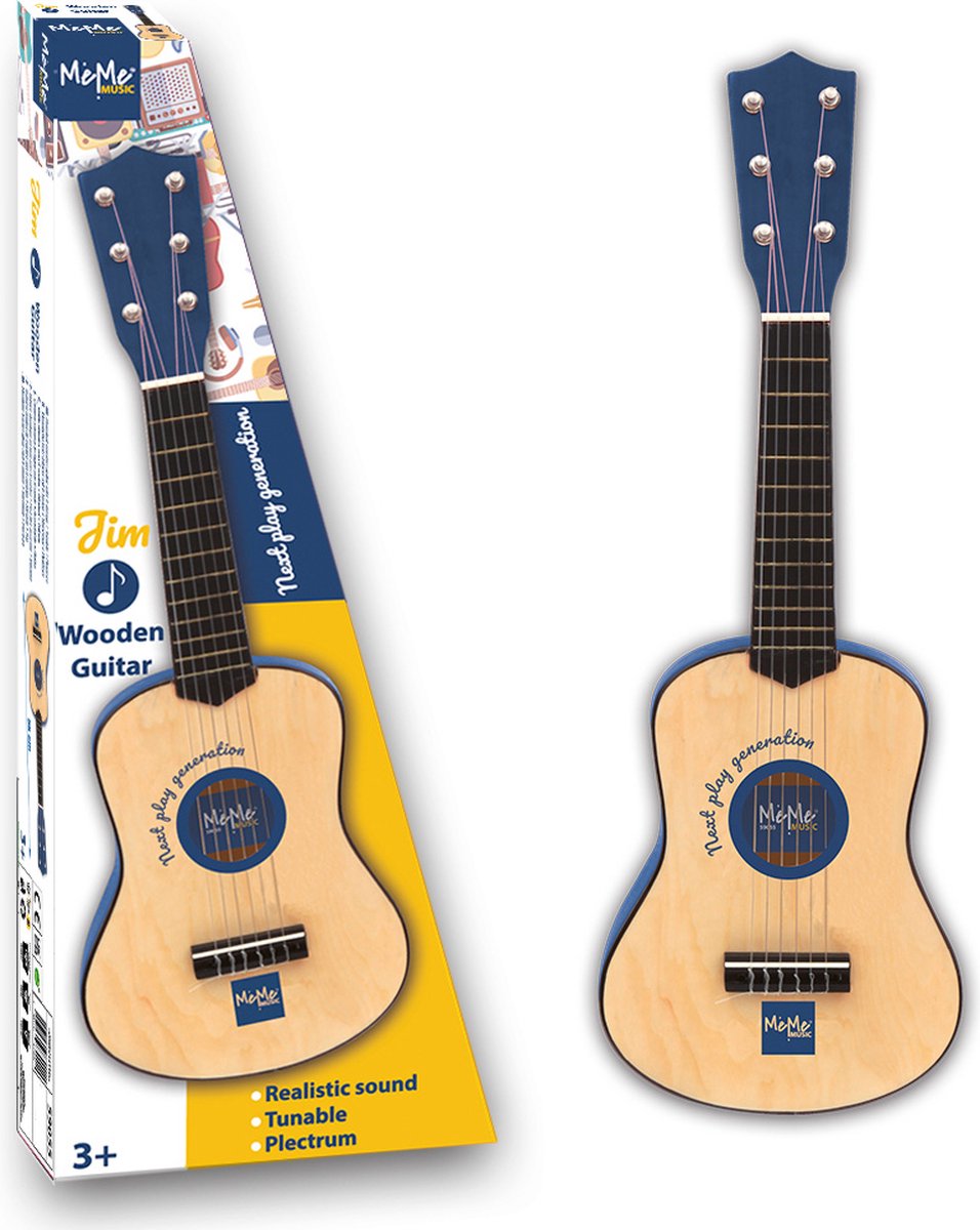 MeMe houten gitaar jim - muziekinstrument voor kleine handjes - stimuleert creativiteit