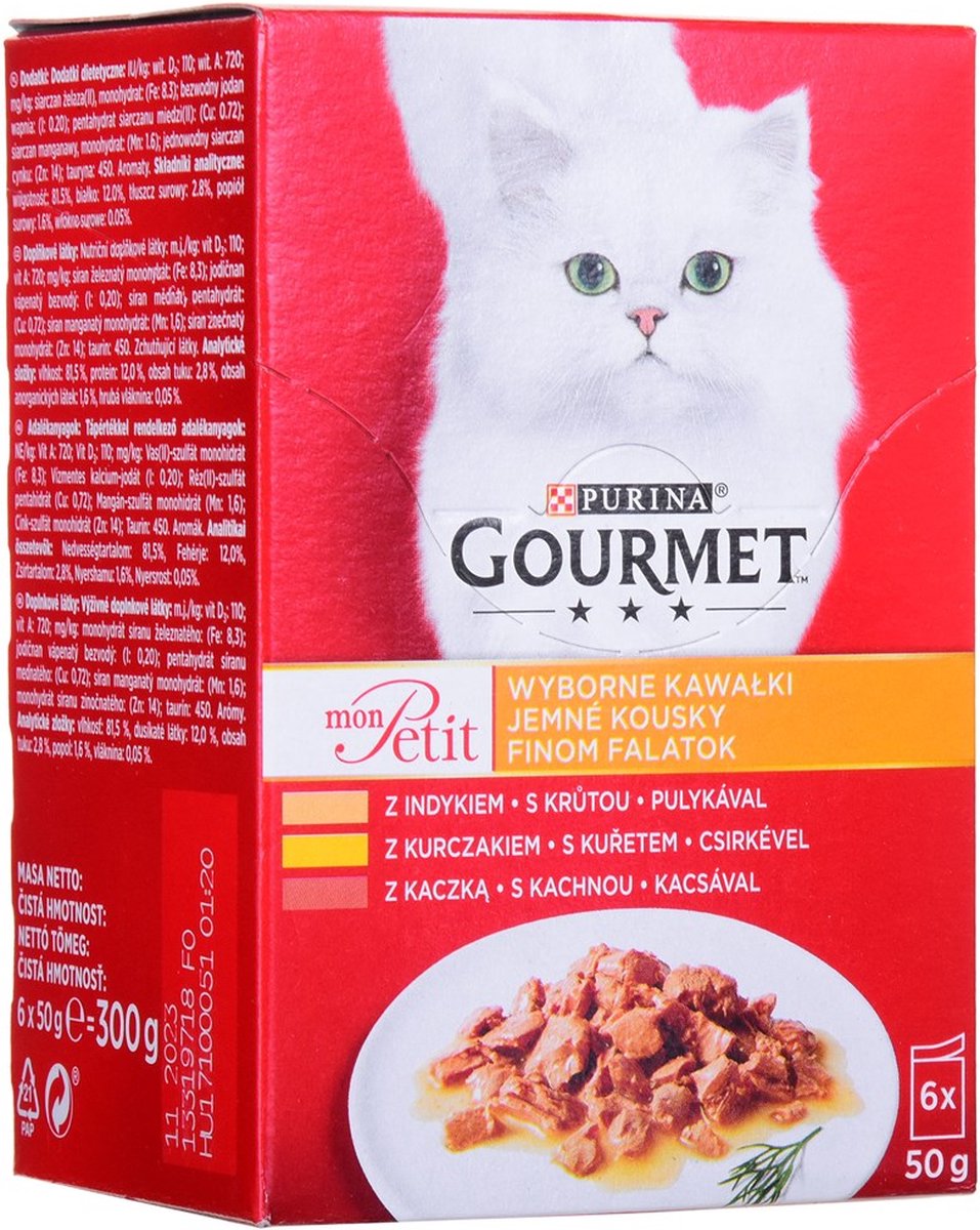 Purina Kattenvoer gourmet kip pauw eend 6 x 50 g