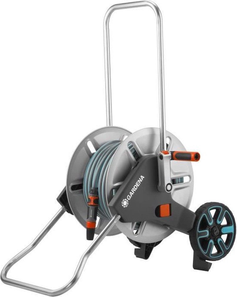 GARDENA 25 m metalen kar met slang zilver