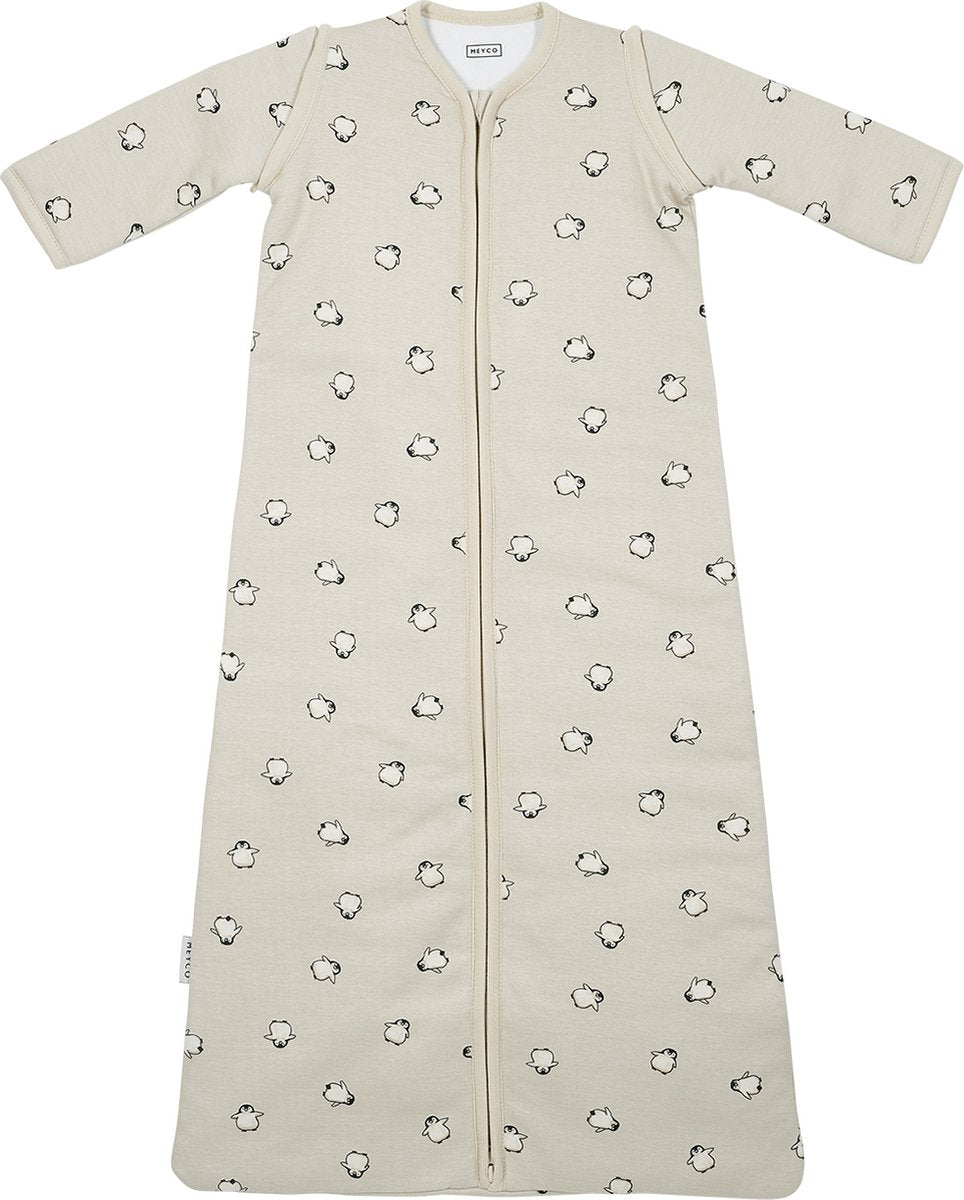 Meyco baby penguin baby slaapzak met afritsbare mouwen - soft sand - 90cm - 2.5 tog
