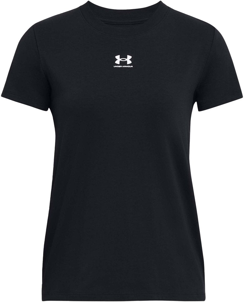 Under Armour ua rival core ss-blk dames sportshirt - zwart - wit