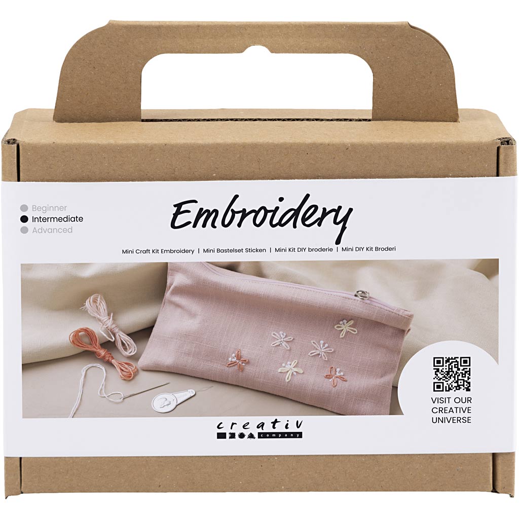 Creativ Company Https: www.cchobby.nl mini-hobbyset-borduurwerk-clutch-tas-dusty-rose-1-doos