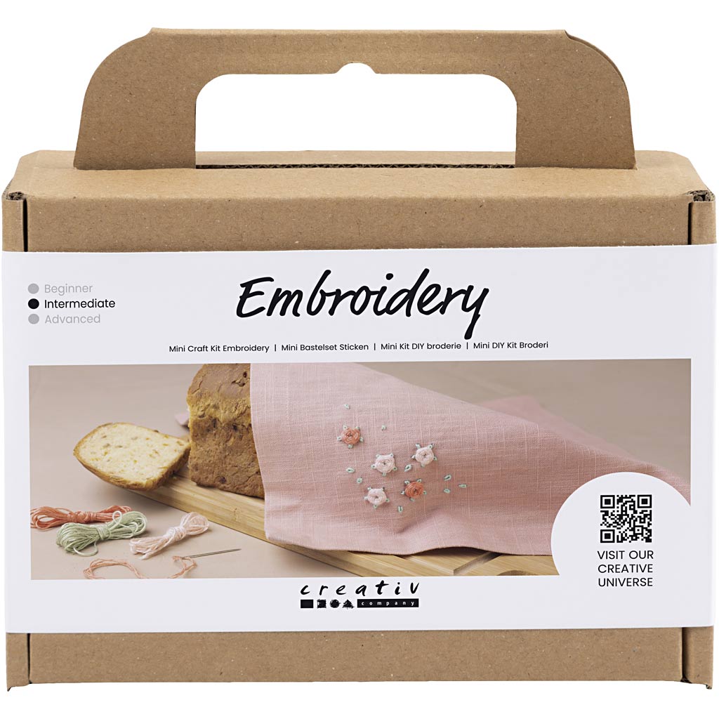 Creativ Company Https: www.cchobby.nl mini-hobbyset-borduurwerk-textiel-servet-dusty-rose-1-doos