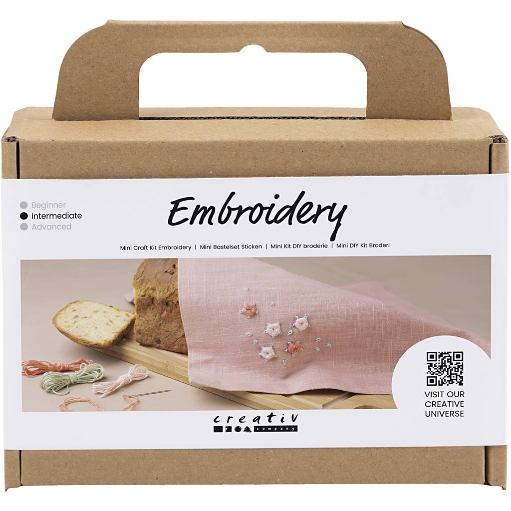 Creativ Company Https: www.cchobby.nl mini-hobbyset-borduurwerk-textiel-servet-dusty-rose-1-doos