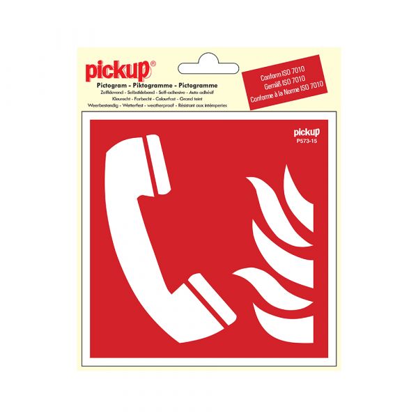 Sticker Telefoon voor brandalarm - 150x150 mm.