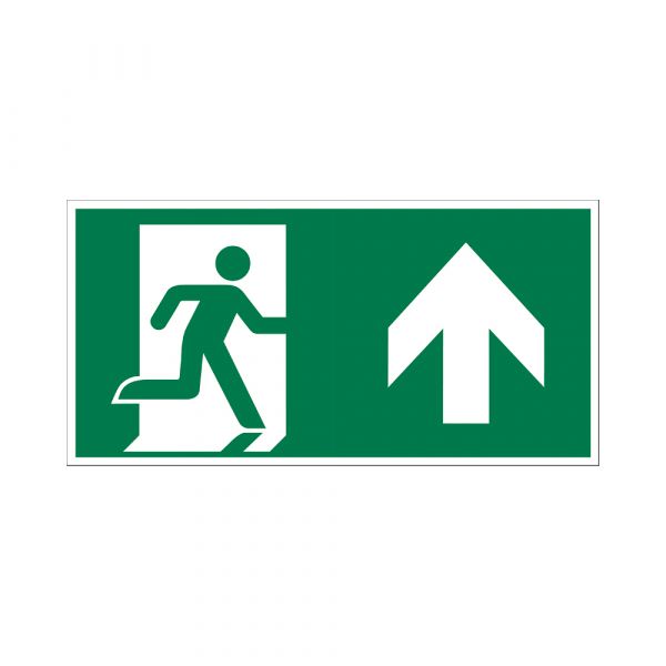 Bord Nooduitgang rechtdoor naar boven - 150x300 mm.
