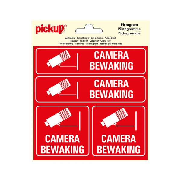Sticker Camerabewaking - 150x150 mm 4 stuks.