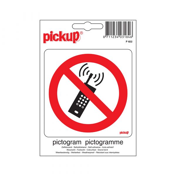 Sticker Verboden voor mob. telefoons - 100x100 mm.