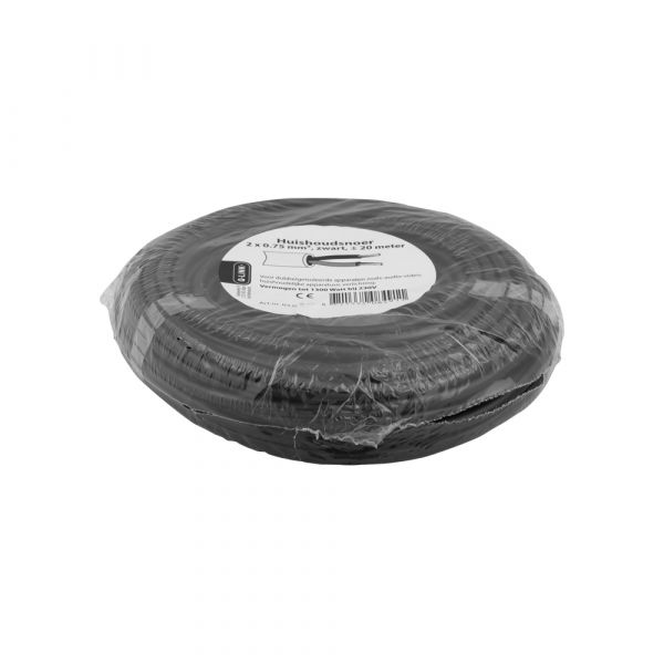 Q-Link Huishoudsnoer 2x0.75 zwart 20 meter