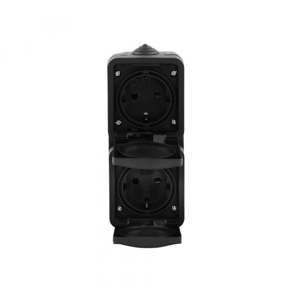 Ac Conttdoos opbouw - 2-voudig - verticaal - zwart
