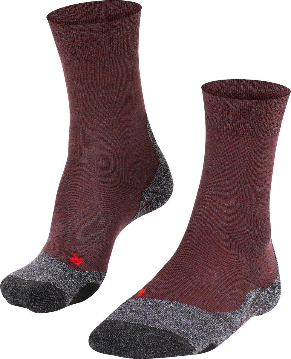 FALKE tk2 melange anti-blaar dik wol functioneel materiaal wandelsokken dames rood - maat 41-42