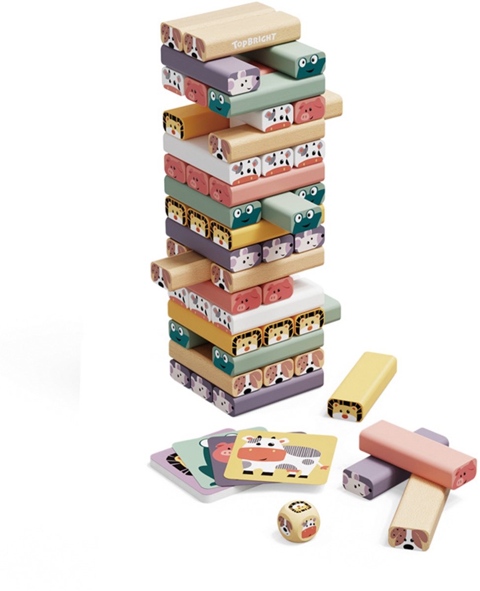 TopBright - kanteltoren - dieren - kleuren - behendigheidsspel - creatief bouwen
