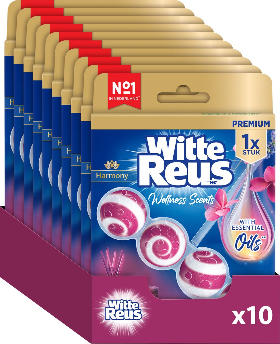 Witte Reus wellness scents harmony toiletblok 50g - wc blokjes - voordeelverpakking - 10 stuks