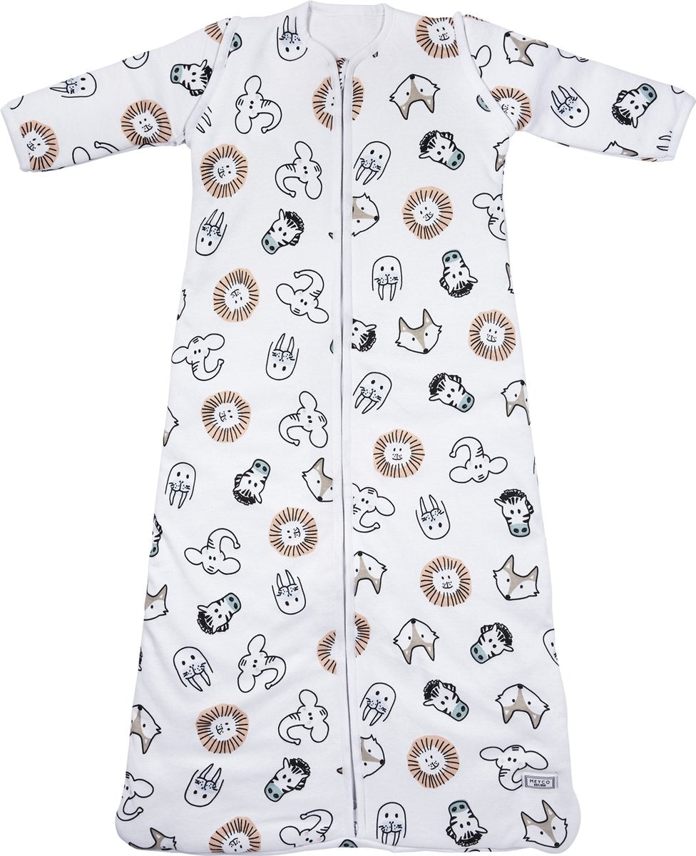 Meyco baby slaapzak winter animal - afritsbare mouwen - multicolour - 70cm - winterslaapzak