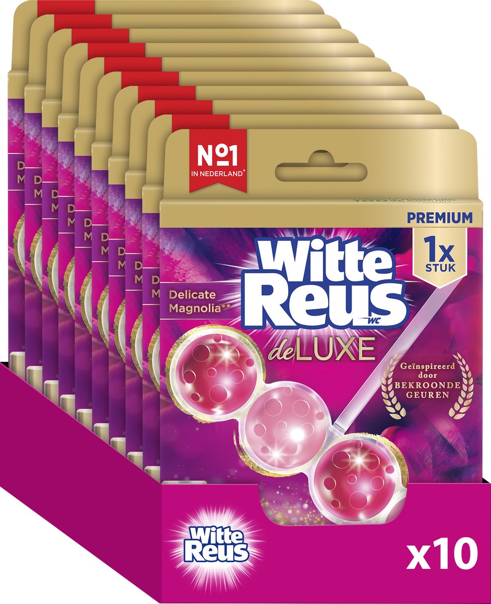 Witte Reus deluxe delicate magnolia toiletblok 50g - wc blokjes - voordeelverpakking - 10 stuks