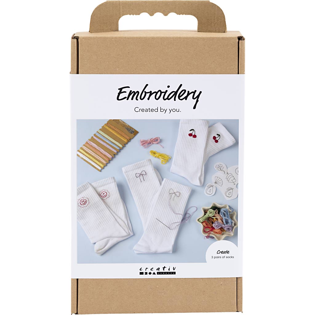 Creativ Company Https: www.cchobby.nl hobbyset-borduurwerk-sokken-wit-1-doos