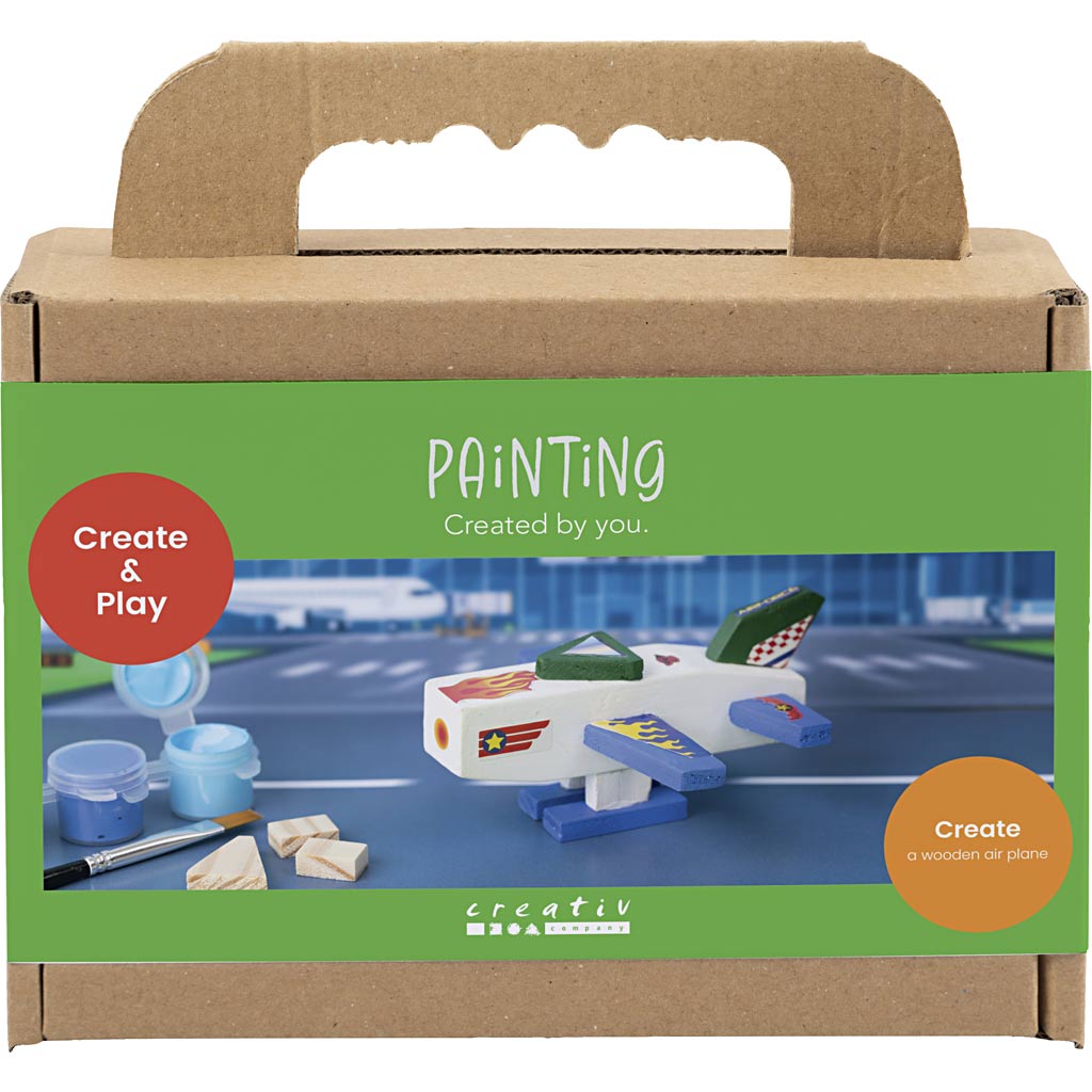 Creativ Company Https: www.cchobby.nl mini-hobbyset-schilderen-vliegtuig-blauw-groen-harmonie-1-doos