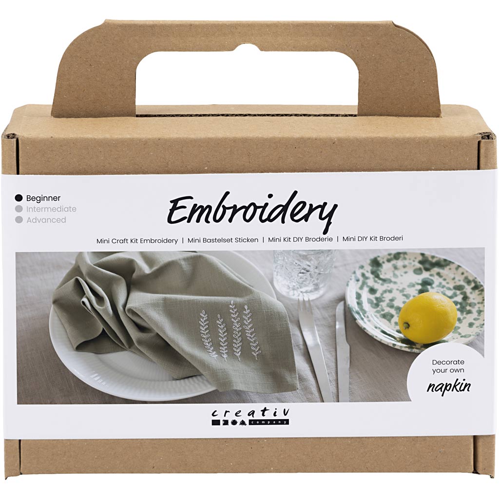 Creativ Company Https: www.cchobby.nl mini-hobbyset-borduren-servet-dusty-groen-1-doos