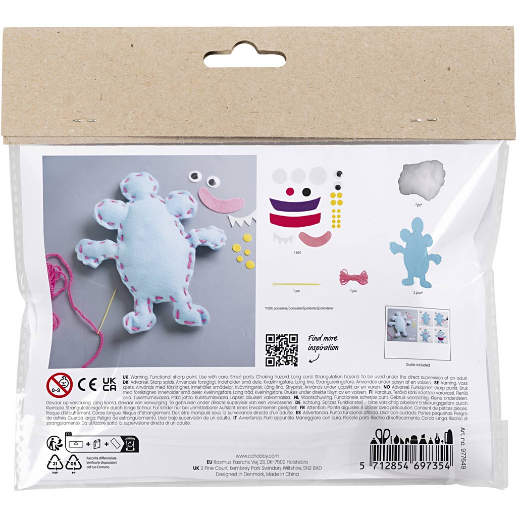 Creativ Company Https: www.cchobby.nl mini-hobbyset-naaien-viltmonster-diverse-kleuren-1-doos