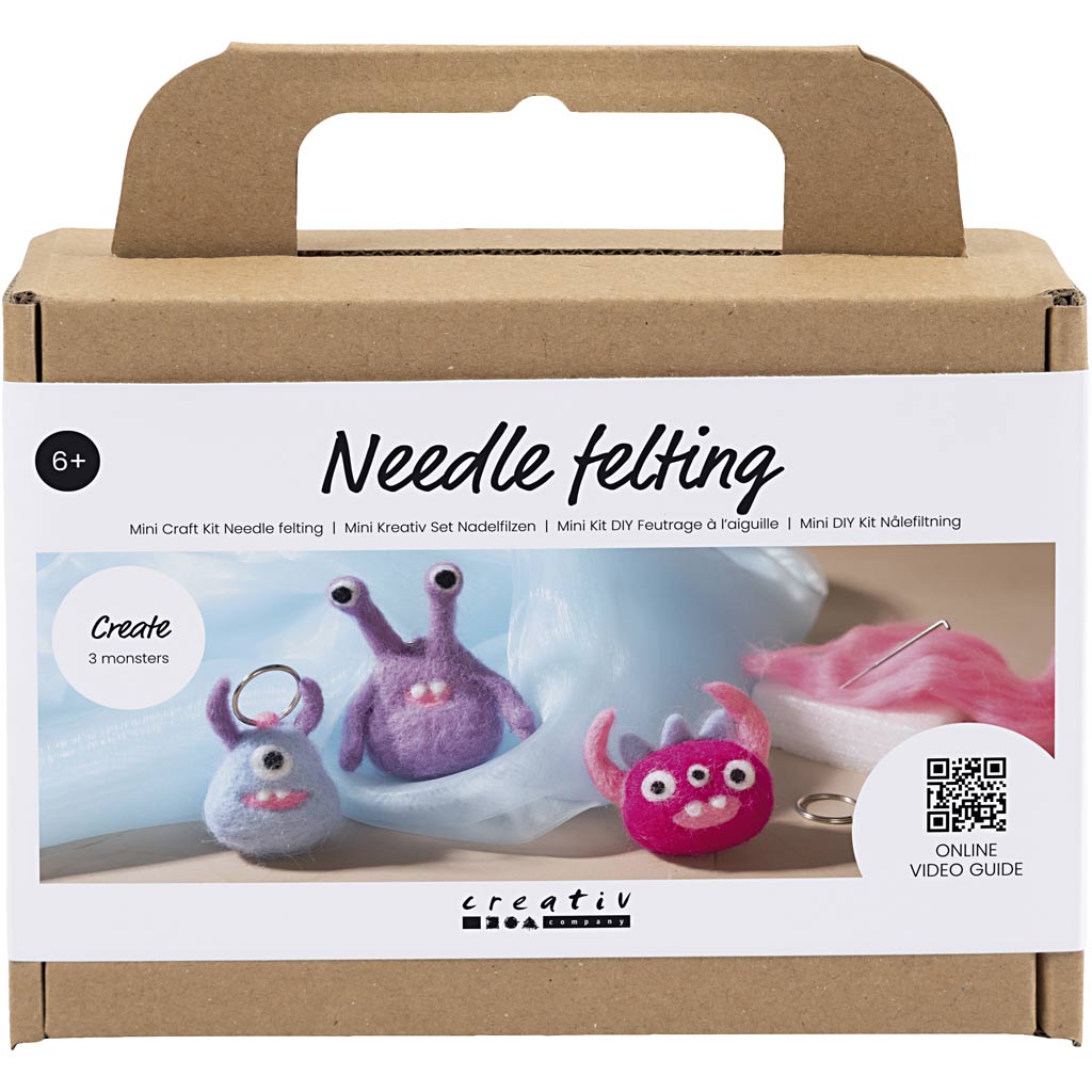Creativ Company Https: www.cchobby.nl mini-hobbyset-naaldvilten-monster-diverse-kleuren-1-doos