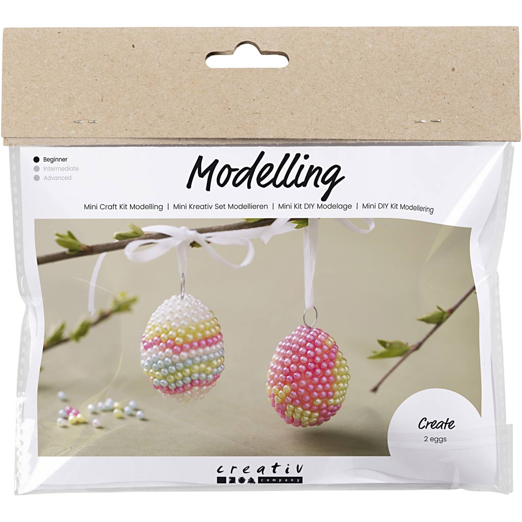 Creativ Company Https: www.cchobby.nl mini-hobbyset-boetseren-ei-met-kraaltjes-pastelkleuren-1-doos