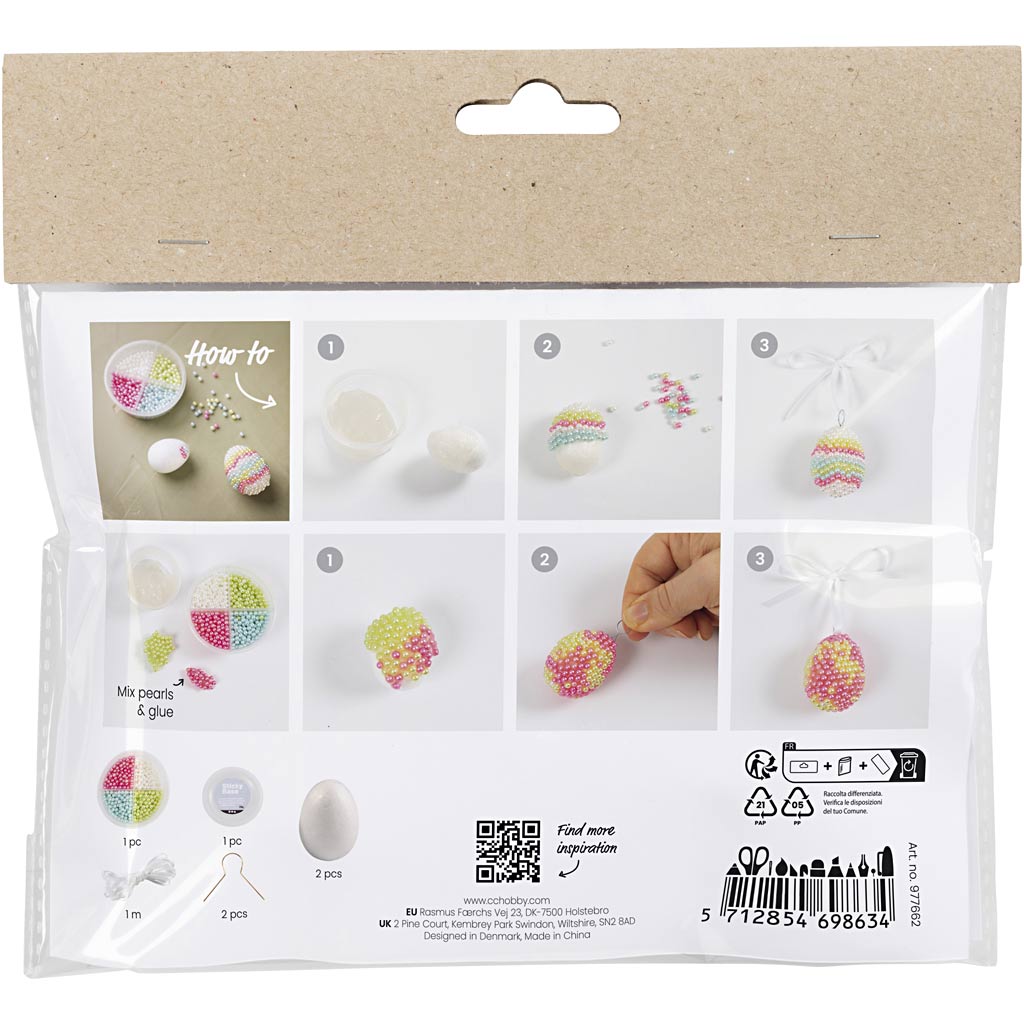 Creativ Company Https: www.cchobby.nl mini-hobbyset-boetseren-ei-met-kraaltjes-pastelkleuren-1-doos