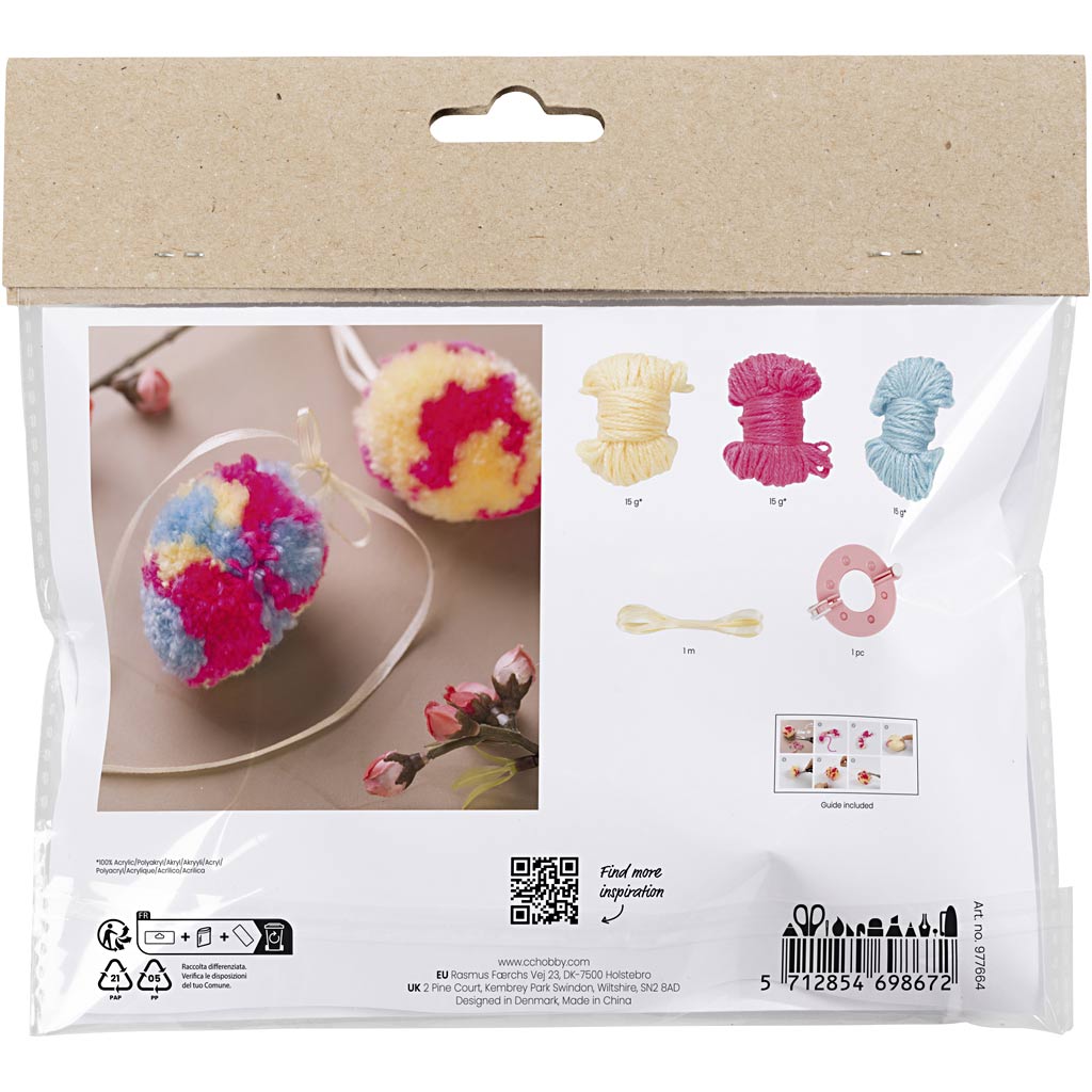 Creativ Company Https: www.cchobby.nl mini-hobbyset-pompom-eieren-kleurrijk-1-doos