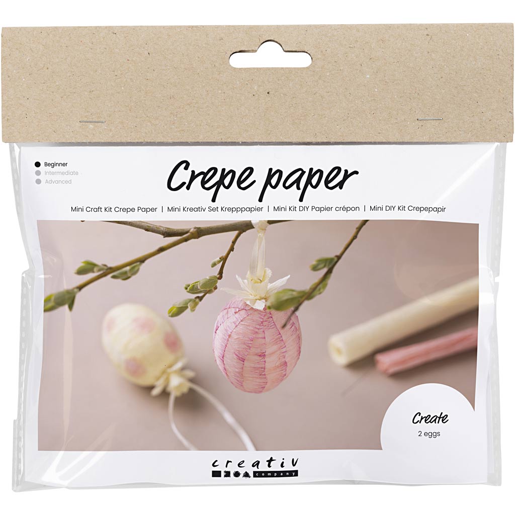 Creativ Company Https: www.cchobby.nl mini-hobbyset-crepepapier-eieren-lichtroze-lichtgeel-1-doos