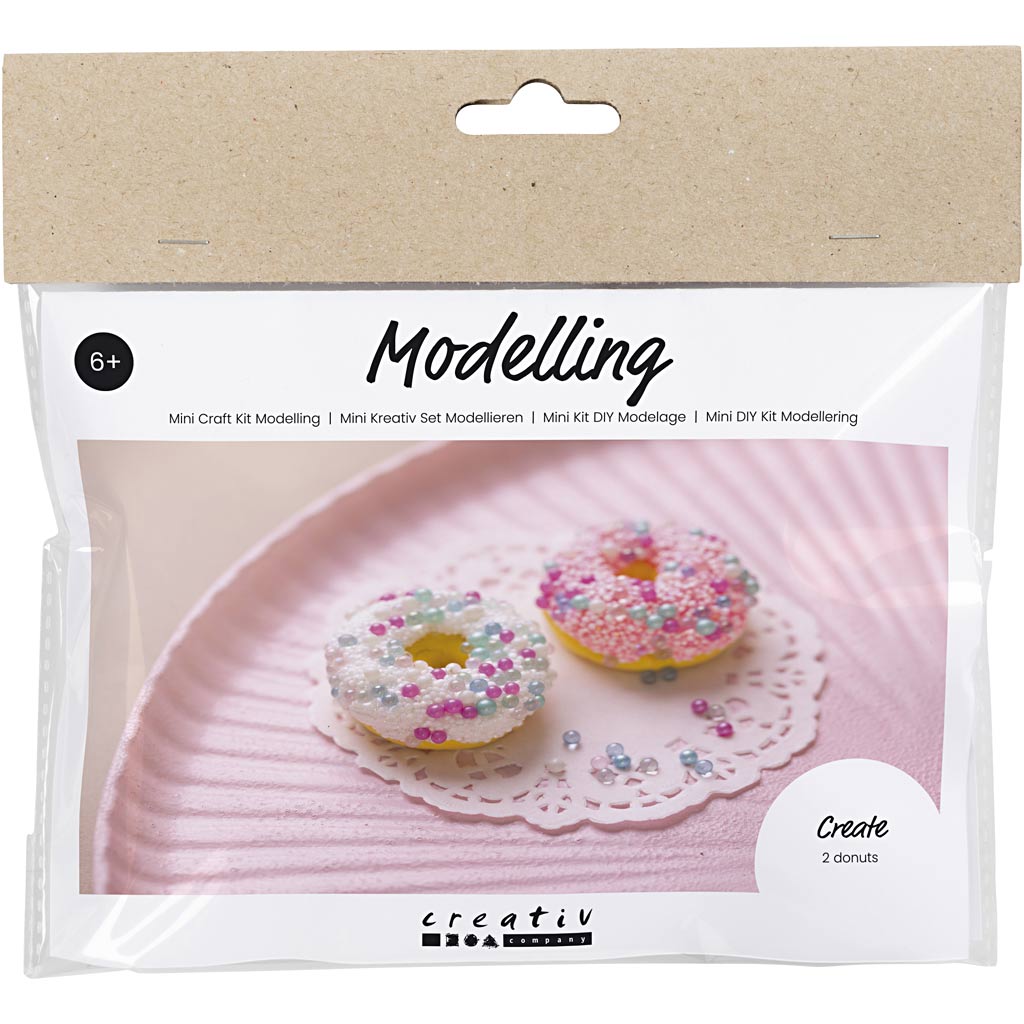 Creativ Company Https: www.cchobby.nl mini-hobbyset-boetseren-donuts-roze-turquoise-wit-geel-1-doos