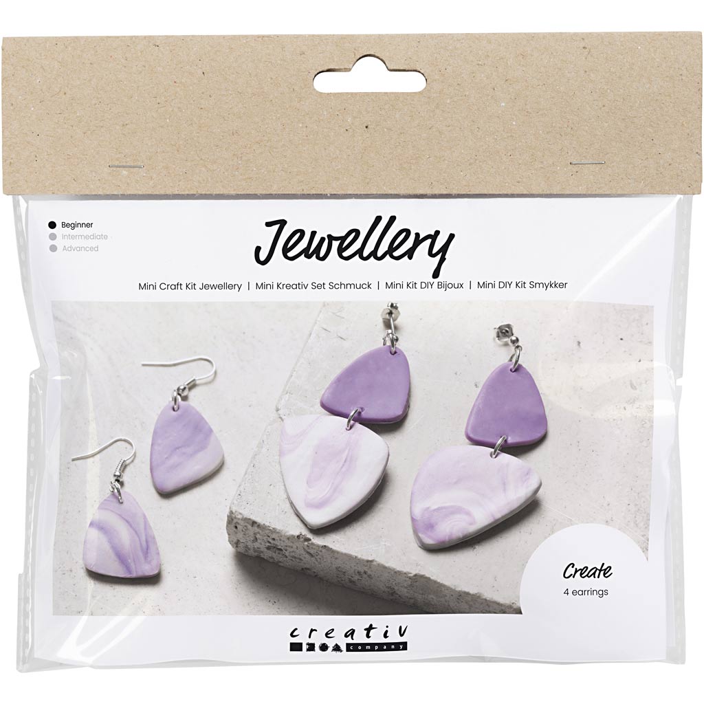Creative Company Https: www.cchobby.nl mini-hobbyset-sieraden-gemarmerde-oorringen-lichtpaars-1-doos