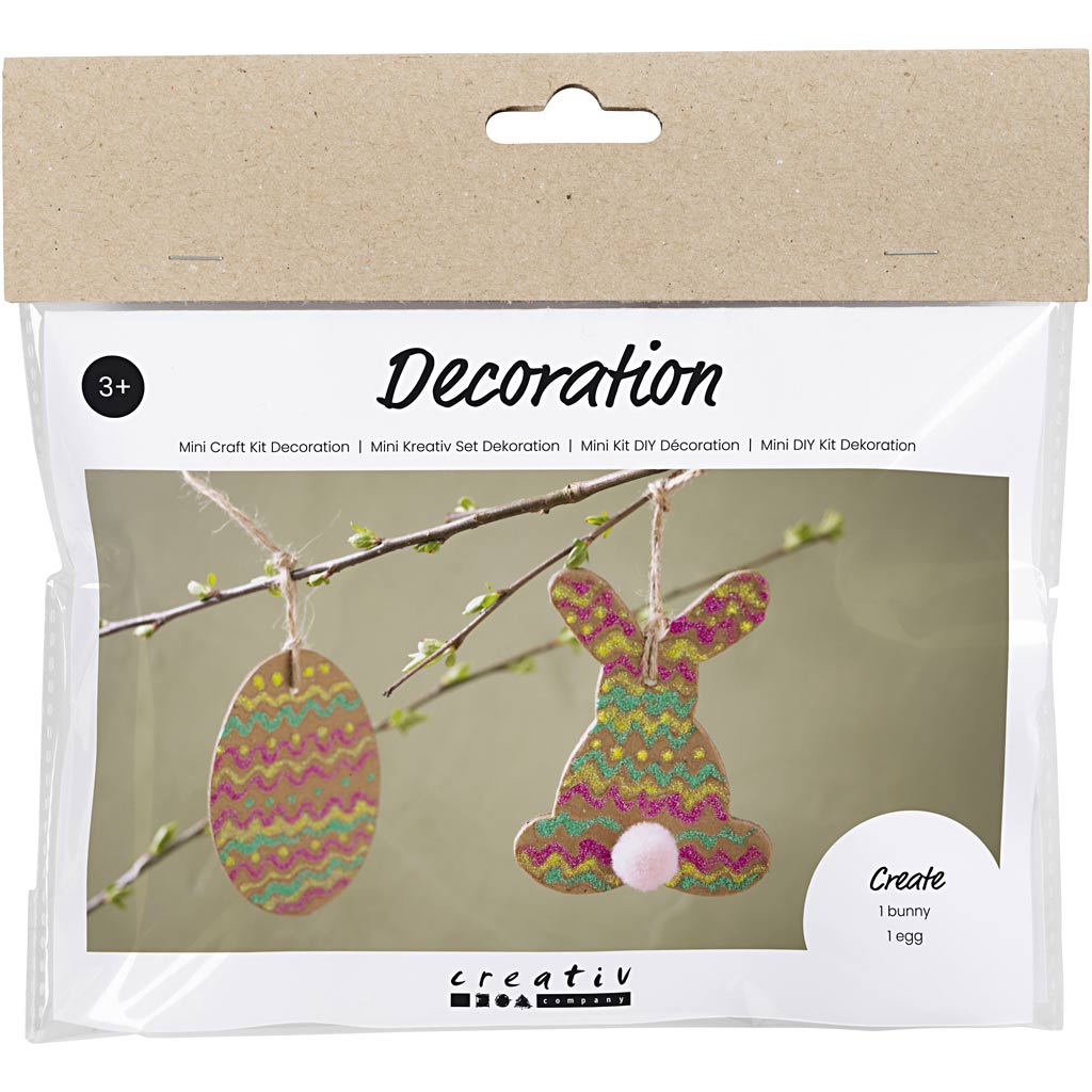 Creativ Company Https: www.cchobby.nl mini-hobbyset-decoratie-ei-en-konijn-bruin-groen-roze-geel-1-doos