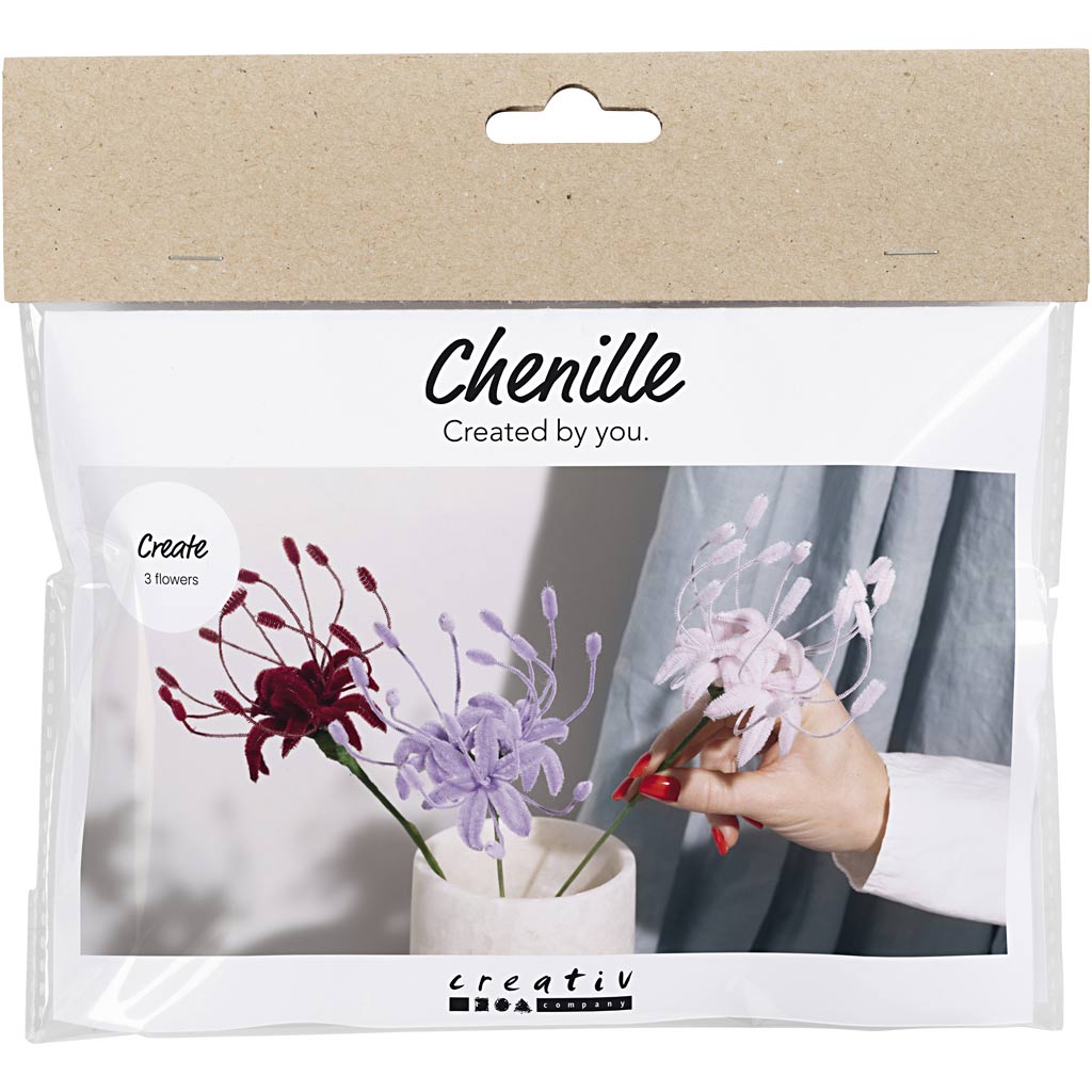 Creativ Company Https: www.cchobby.nl mini-hobbyset-bloemen-van-chenilledraad-lelie-lichtroze-lichtpaars-donkerrood-1-doos