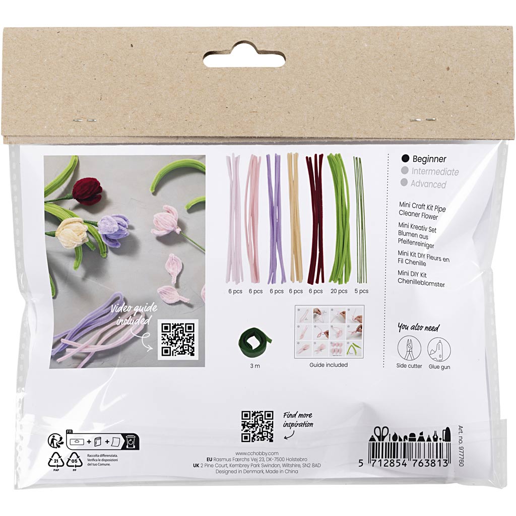 Creativ Company Https: www.cchobby.nl mini-hobbyset-bloemen-van-chenilledraad-tulpen-diverse-kleuren-1-doos