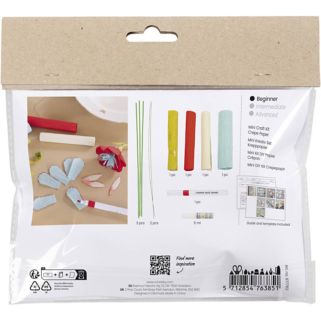 Creativ Company Https: www.cchobby.nl mini-hobbyset-crepepapier-bloemen-van-crepepapier-pastelkleuren-1-doos