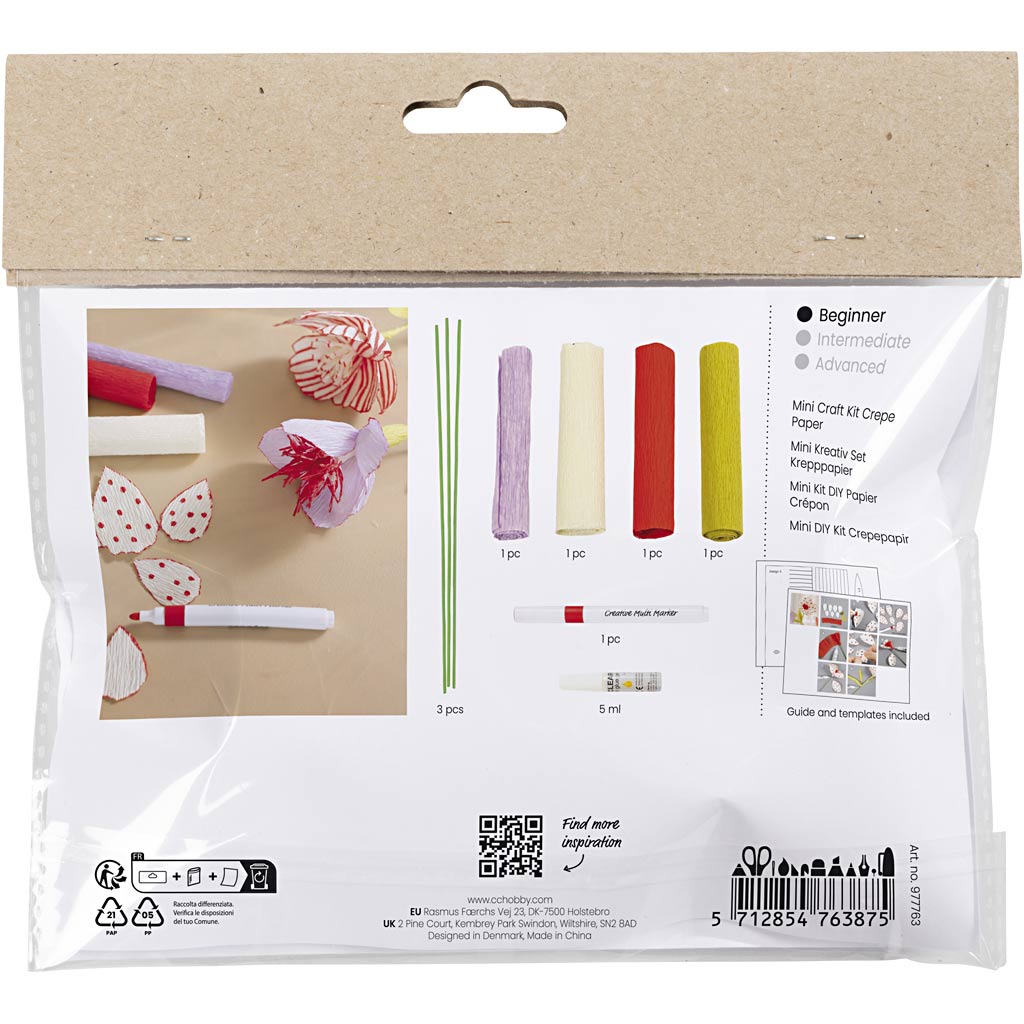 Creativ Company Https: www.cchobby.nl mini-hobbyset-crepepapier-bloemen-pastelkleuren-1-doos
