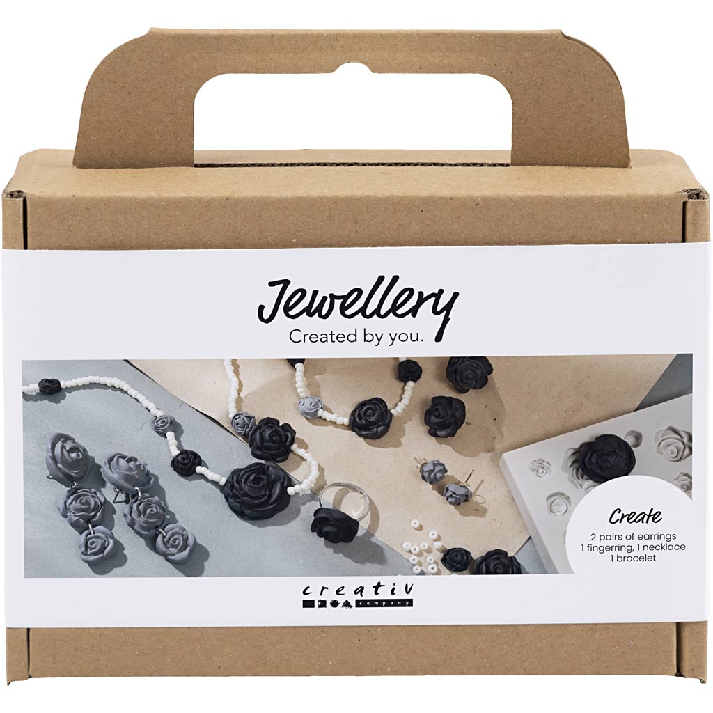 Creativ Company Https: www.cchobby.nl mini-hobbyset-sieraden-rozen-zwart-zwart-wit-wit-1-doos