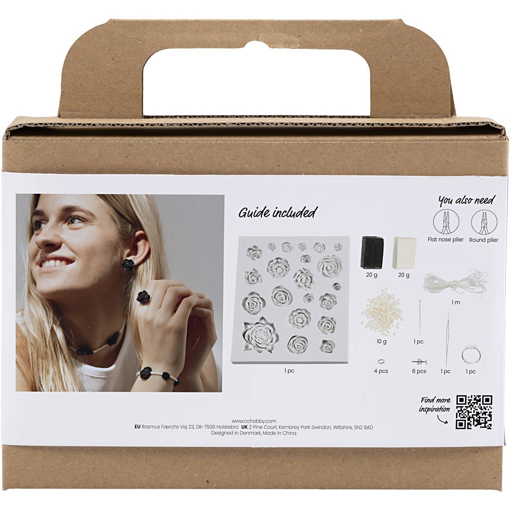 Creativ Company Https: www.cchobby.nl mini-hobbyset-sieraden-rozen-zwart-zwart-wit-wit-1-doos