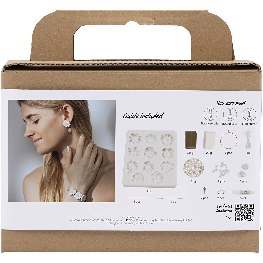Creativ Company Https: www.cchobby.nl mini-hobbyset-sieraden-oorbellen-armband-en-halsketting-met-bloemontwerp-beige-licht-beige-beige-1-doos